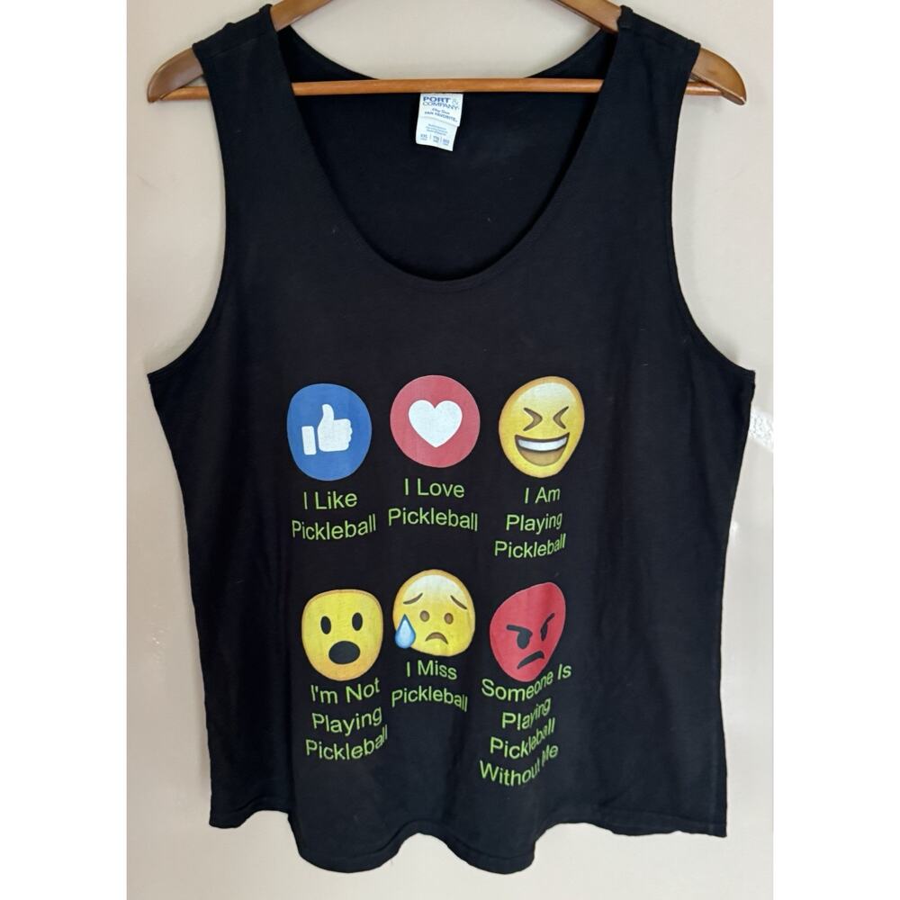 Port & Co. Tennis Pickleball Tank Top Black 2XL XXL